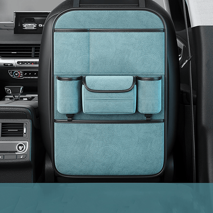 Upgrade Your Car with this Premium Car SeatBack Organizer - Kick Mats, Protector & Cup Holder!