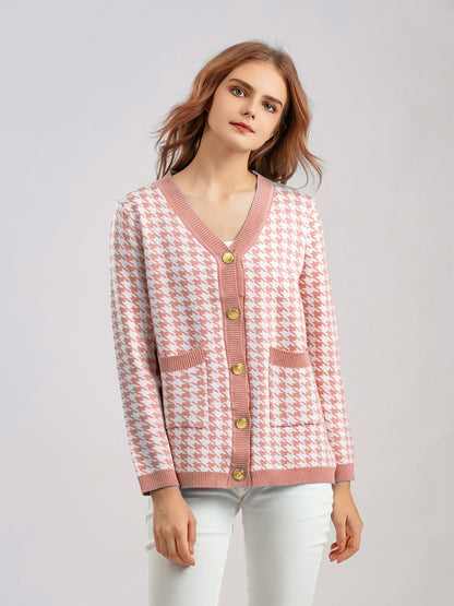 Houndstooth Button Down Cardigan