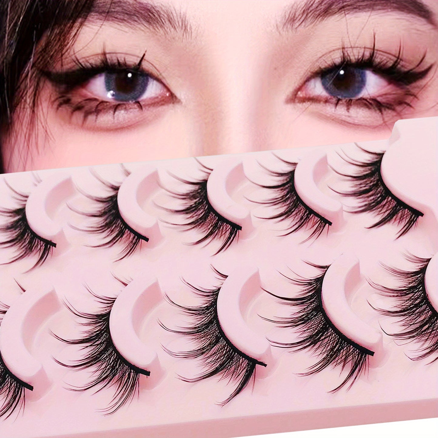 5-Pair Pack of Natural-Looking Manga Anime Lashes - Perfect for Cosplay, Korean, and Japanese Eyelashes!