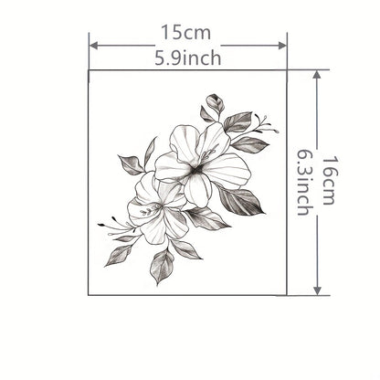 12 Pcs Long-Lasting Waterproof Flower Tattoo Stickers - Perfect for Female Tattoo Lovers!