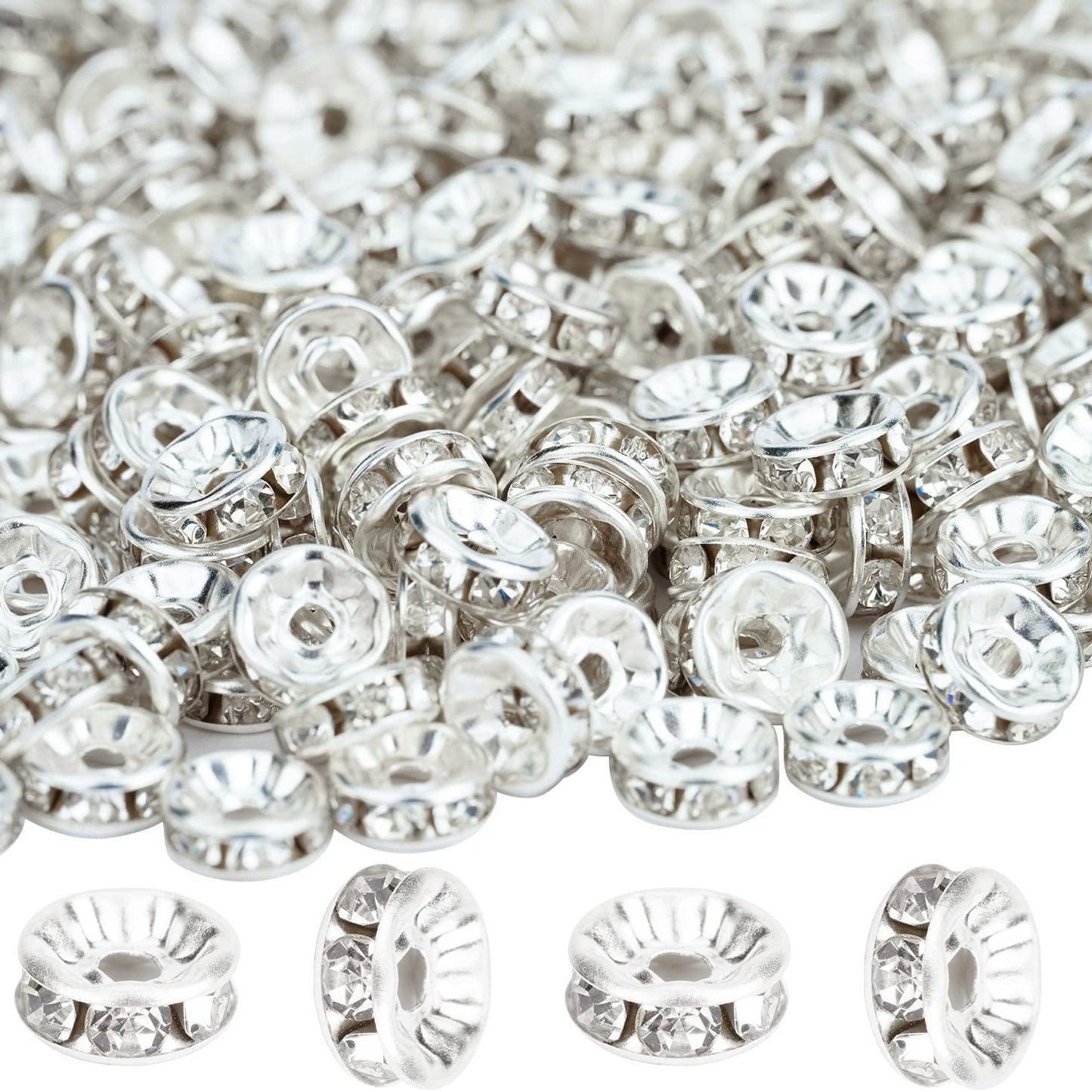 800 cuentas espaciadoras redondas de diamantes de imitación de 6 mm a 8 mm, perfectas para hacer collares, brazaletes y joyas colgantes. 