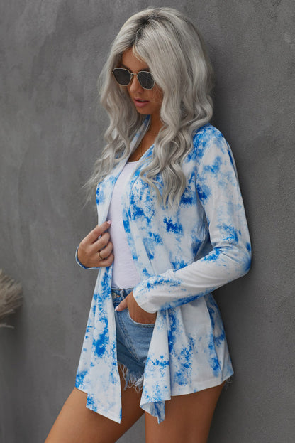 Tie-Dye Open Front Long Sleeve Cardigan