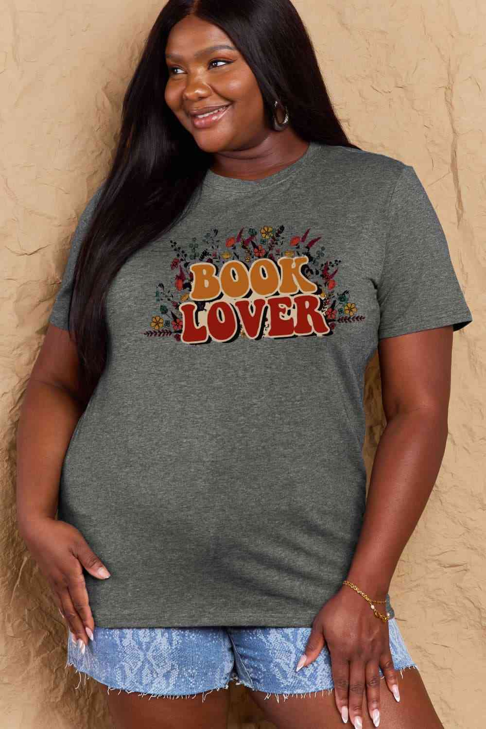 Simply Love T-shirt en coton graphique pleine taille BOOK LOVER