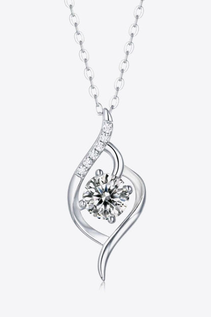 Collier pendentif moissanite 1 carat plaqué platine