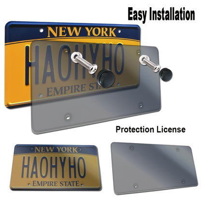 2Pcs Smoked License Plate Covers - Tinted Acrylic Flat Protector for Cars & Trucks - With Mounting Screws & Caps