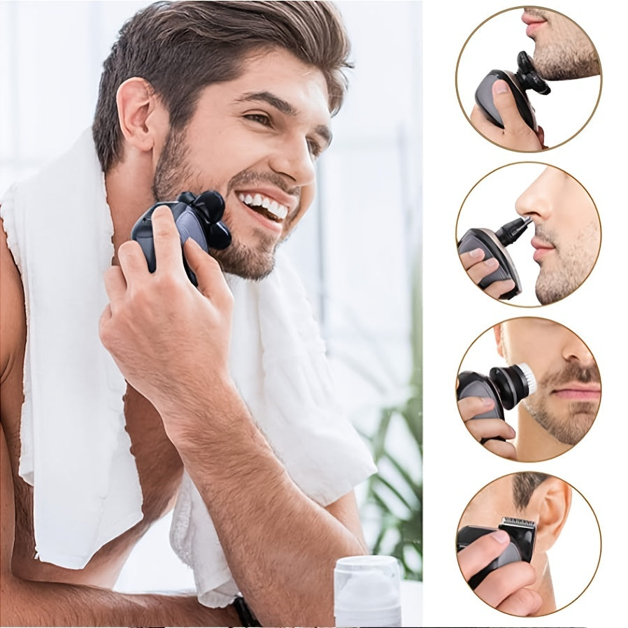 The Ultimate Cordless Rechargeable Electric Hair Shaver - Wet/Dry Skull & Bald Head Razor with Rotary Blades, Clippers, Nose Trimmer, Brush & Massager