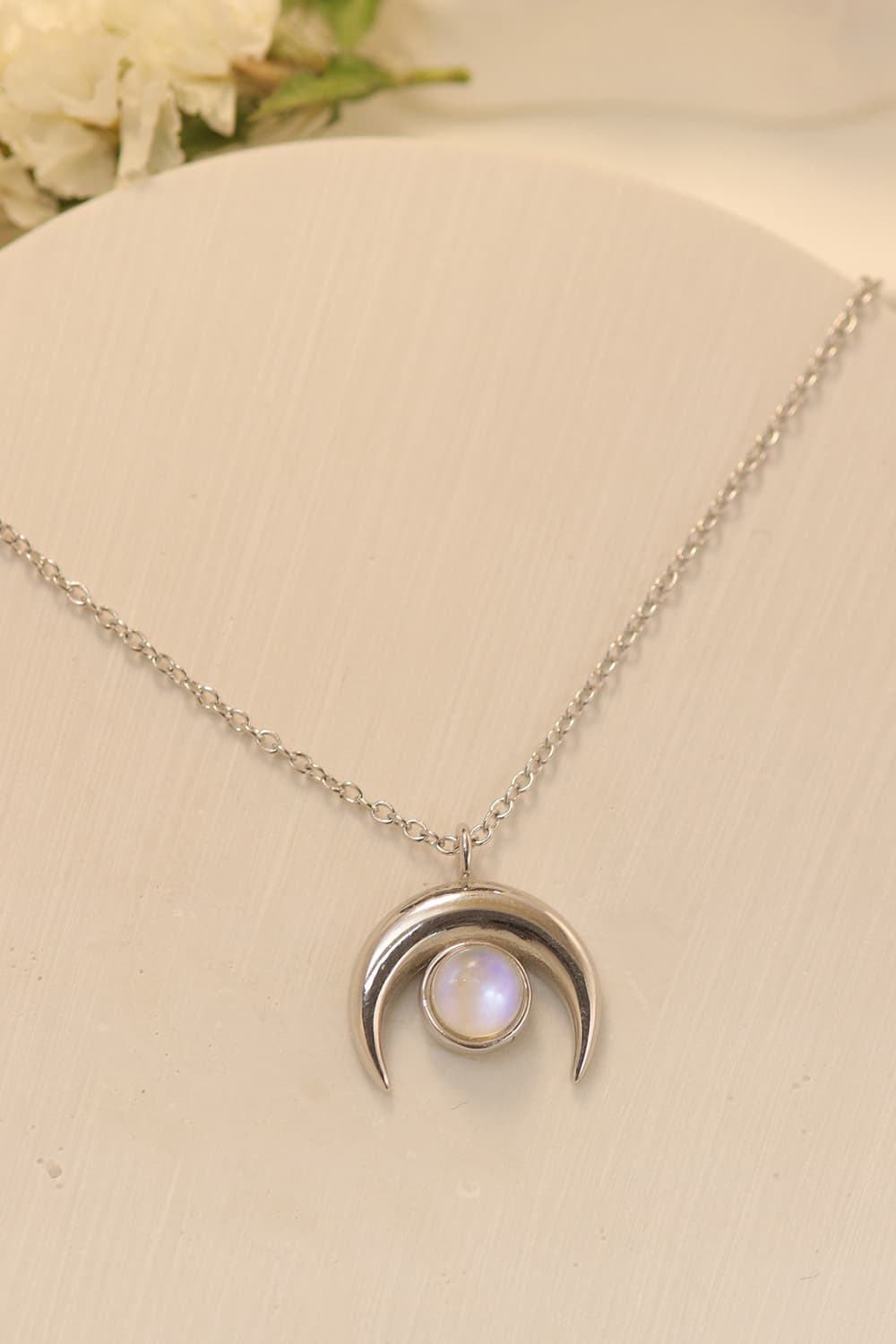 Collier en argent Sterling 925 avec pendentif en pierre de lune naturelle de haute qualité