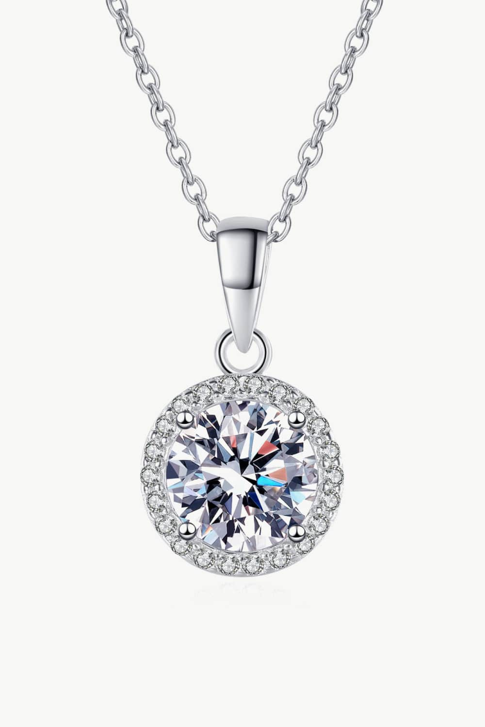 Chance to Charm 1 Carat Moissanite Round Pendant Chain Necklace