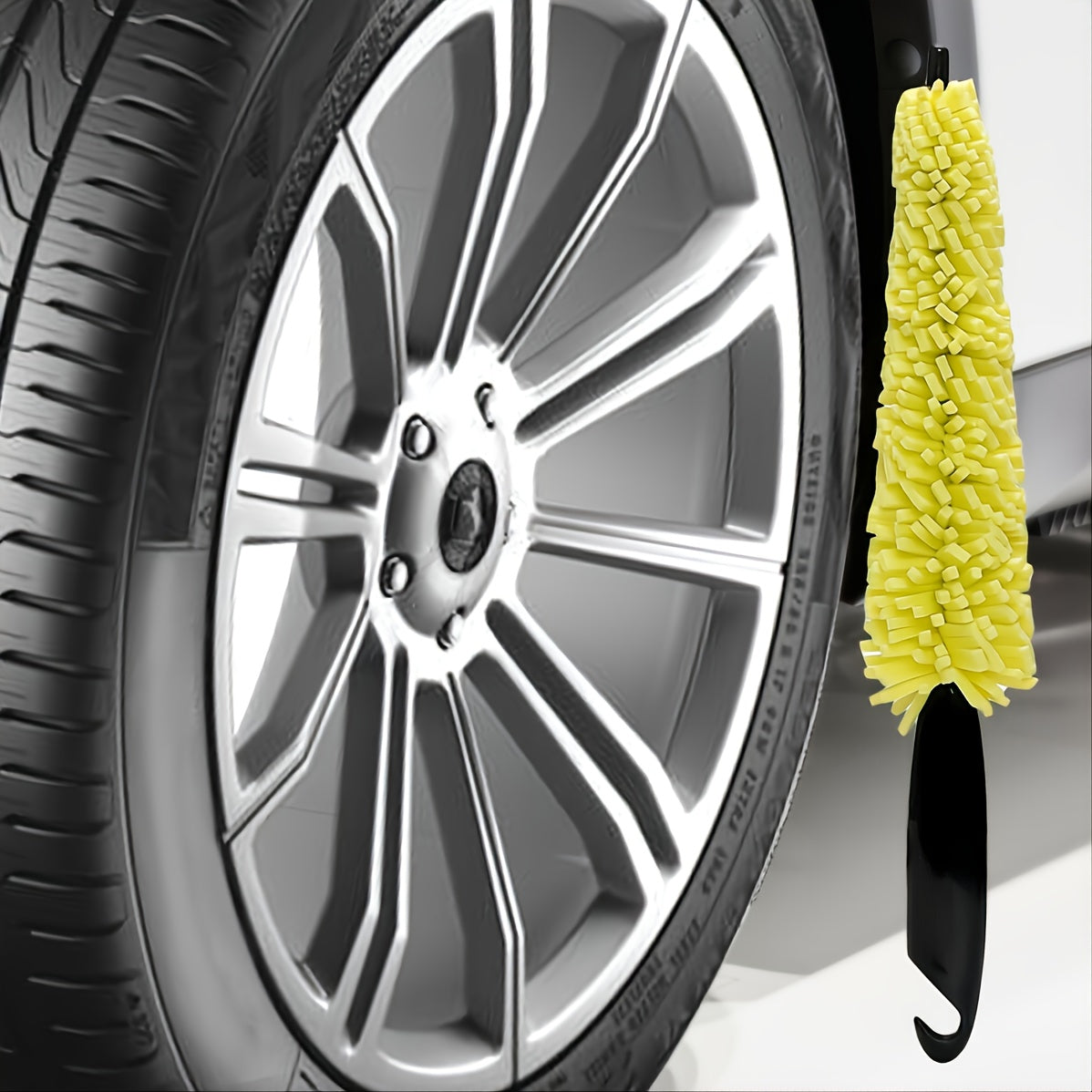 1pc Car Sponge Wheel Cleaning Brush - Multifunctional Car Wash Tool Brush - Steel Bell Brush for Cleaning Wheels