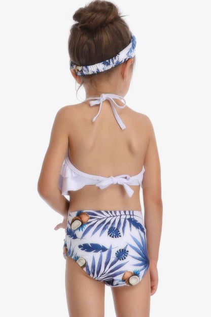 Printed Layered Halter Neck Two-Piece Swim Set