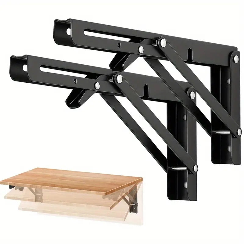 2pcs Heavy Duty Floating Folding Shelf Brackets Shelves Hardware, Floating Shelf Bracket 8 Inch, L Brackets For Shelves Folding Table Hinge Folding Shelf Bracket Folding Table Bracket Small Folding Bracket For Bench Table,Shelf Hinge Wall Mounted DIY