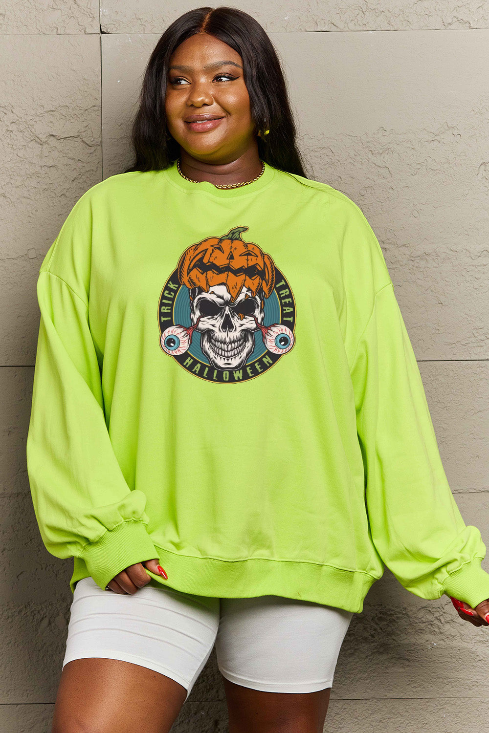 Simply Love Full Size Skull Graphic Sweatshirt