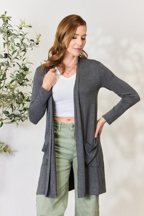 Cardigan ouvert sur le devant pleine taille Celeste avec poches