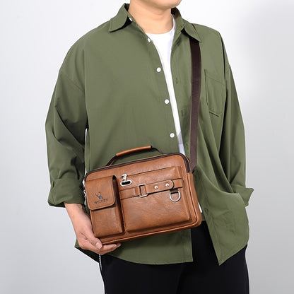 ã€WEIXIER】 Sac à bandoulière en matériau PU pour hommes Sac à bandoulière d'affaires pour hommes Sac à bandoulière portable Sac décontracté Sac pour hommes Cadeau pour père / anniversaire 