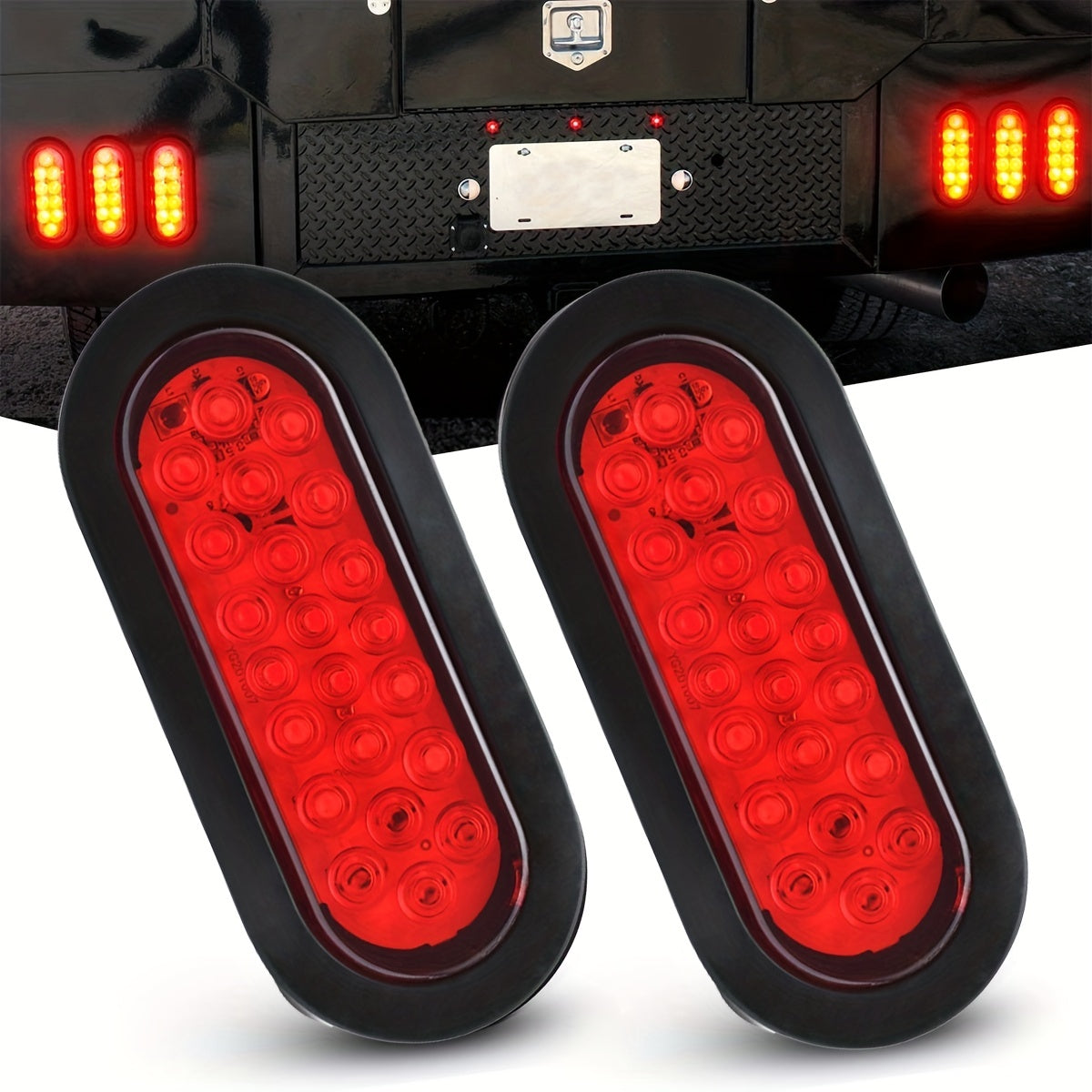 1PCS Red Waterproof Trailer Tail Light - Flush Mount Grommets Plugs & Mounting Brackets - Perfect for RV, Truck & More!