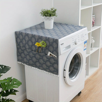 1 Pc Washer And Dryer Top Cover,Washing Machine Top Cover,Fridge Dust Cover With 6 Side Storage Bags For Home And Kitchen