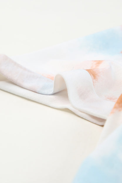 Haut tie-dye à col en V et dos noué