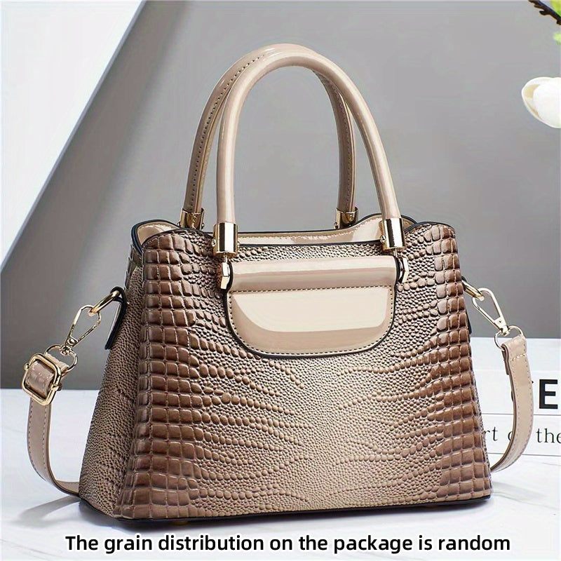 Stylish Women's Crocodile Embossed Faux Leather Crossbody Bag - Trendy & Removable Strap!