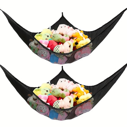 2 Pcs Black Stuffed Toy Storage Hammock - Perfect for Nursery, Play Room, Kids Bedroom!