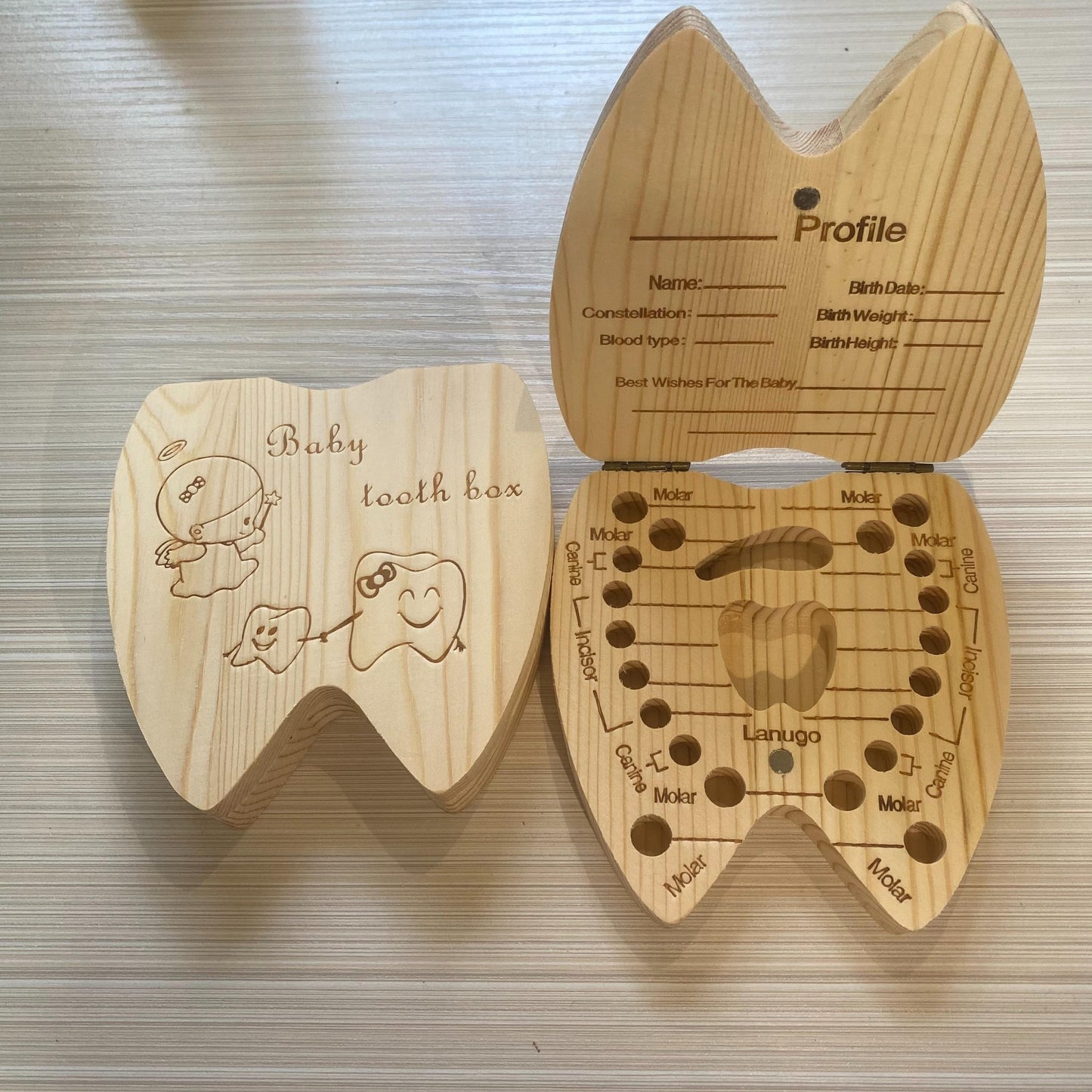 Beautiful Wooden Baby Tooth Collection Box - A Perfect Infant Souvenir!