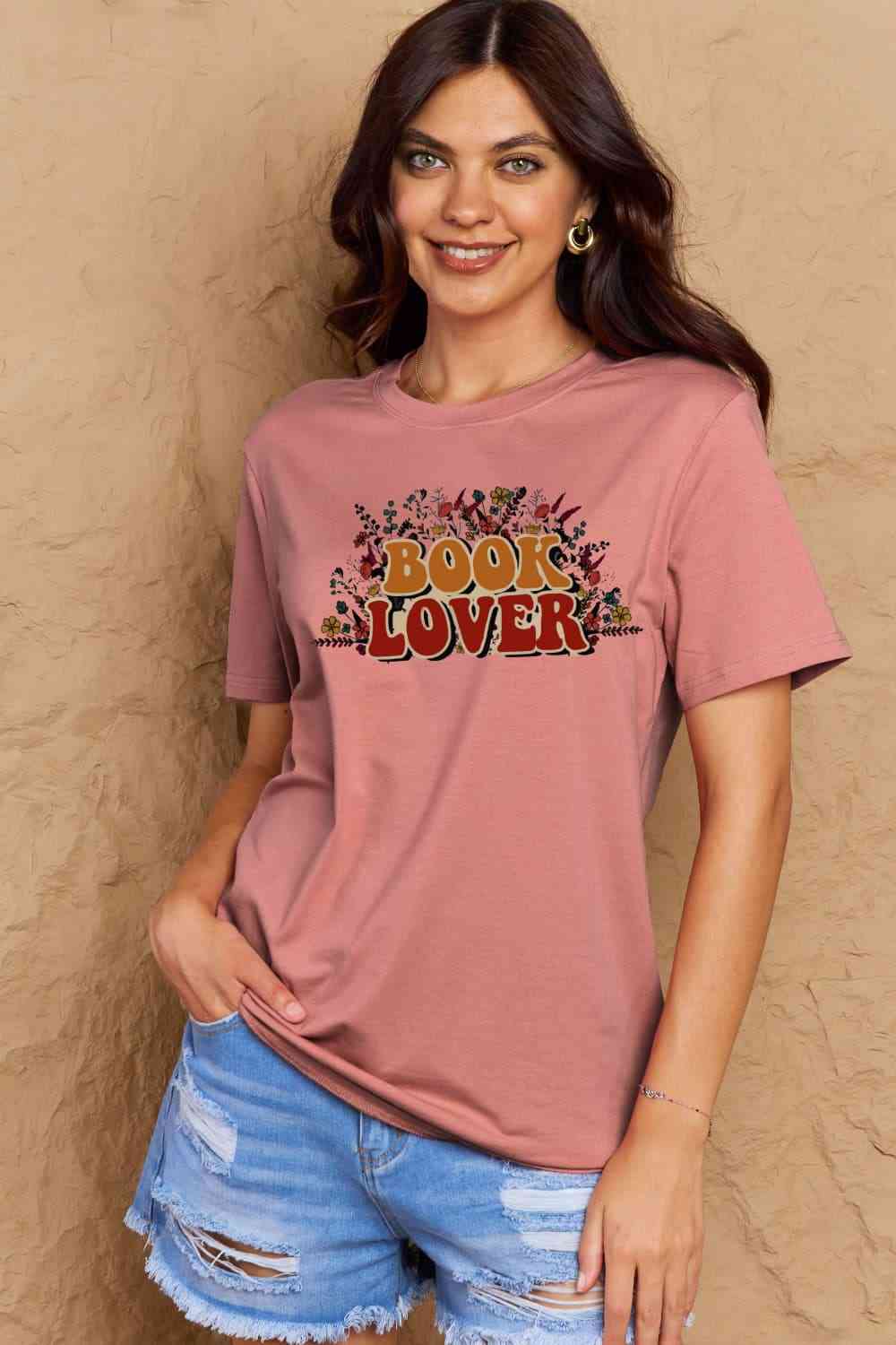 Simply Love T-shirt en coton graphique pleine taille BOOK LOVER