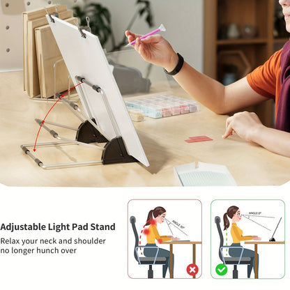 1 Set of A4 LED Light Board for DIY Diamond Painting Kits - USB Powered, Adjustable Brightness, Detachable Stand & Clips