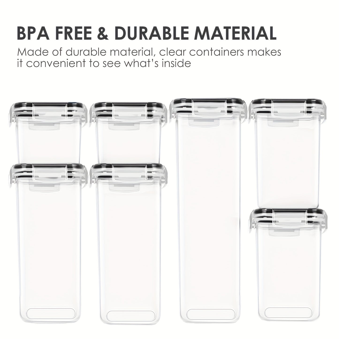 4/7pcs BPA Free Airtight Food Storage Containers Set,Plastic Kitchen Storage Canisters For Spaghetti,Flour,Sugar,Cereal, With Lables, Dishwasher Safe