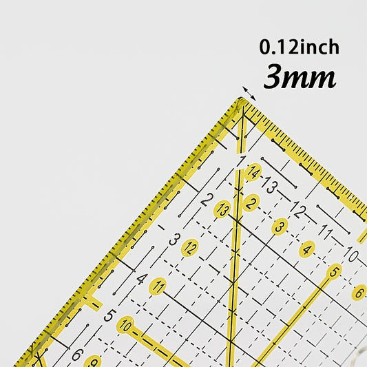 1pc Acrylic Quilting Ruler, Transparent Square Quilter Ruler Fabric Cutting Ruler Clear Acrylic Ruler Ironing Ruler With Double Colored Grid Lines For Quilting, Sewing(6 Inch)