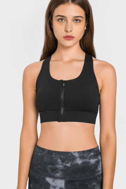 Soutien-gorge de sport zippé à dos nageur