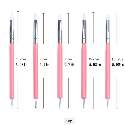 5pcs Mark Silicone Soft Head Double Point Drill Pen Set - Perfect for Clay Sculpting, Nail Art, UV Gel Drawing & More!