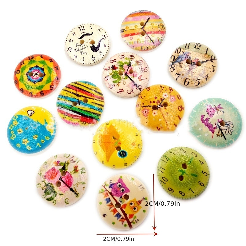 50pcs Vintage Wooden Clock Buttons - Perfect for Jewelry Making!