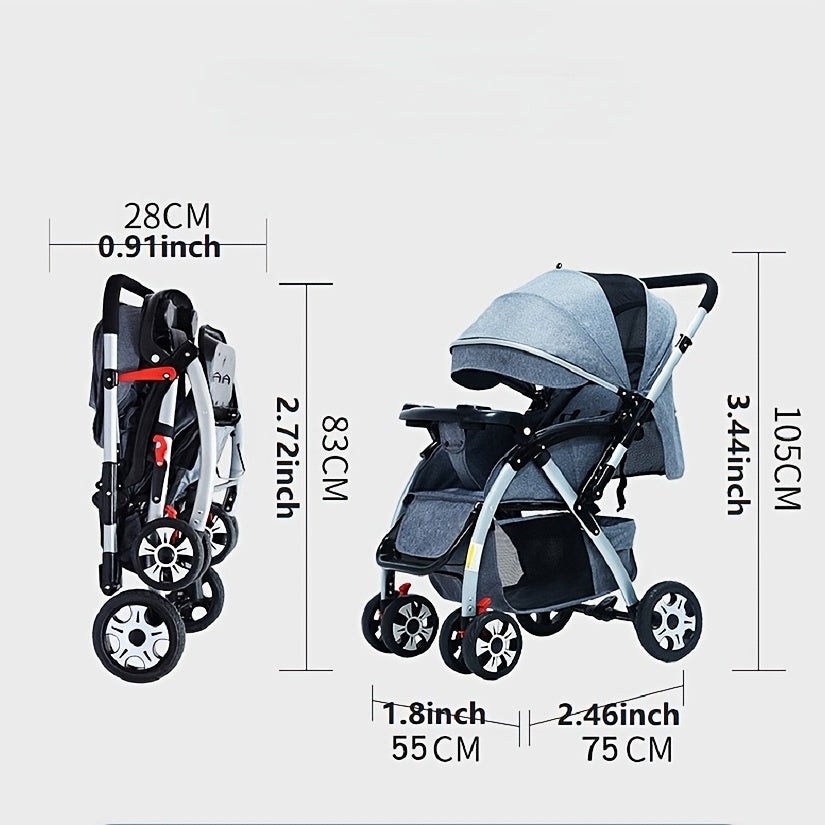 The Ultimate Four-Season Baby Stroller: Foldable, Reclining, and Large Space for Comfort!