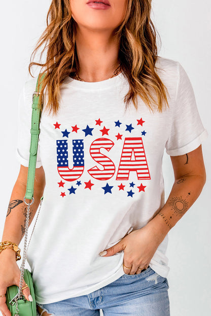 T-shirt graphique à étoiles et rayures des États-Unis