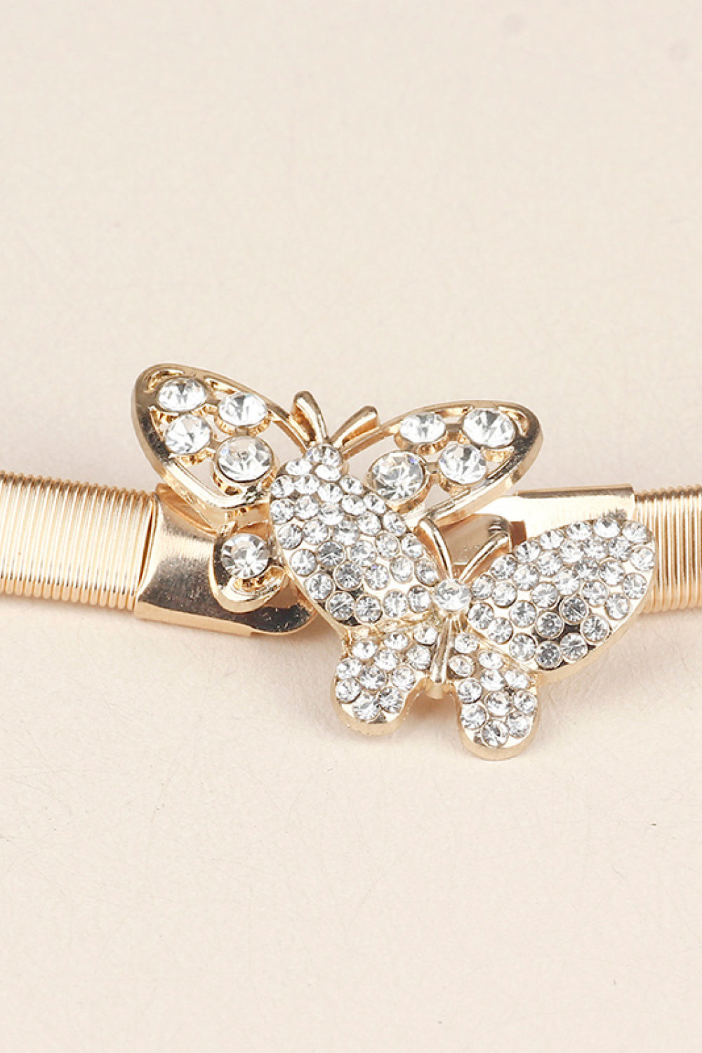 Rhinestone Butterfly Elastic Metal Belt