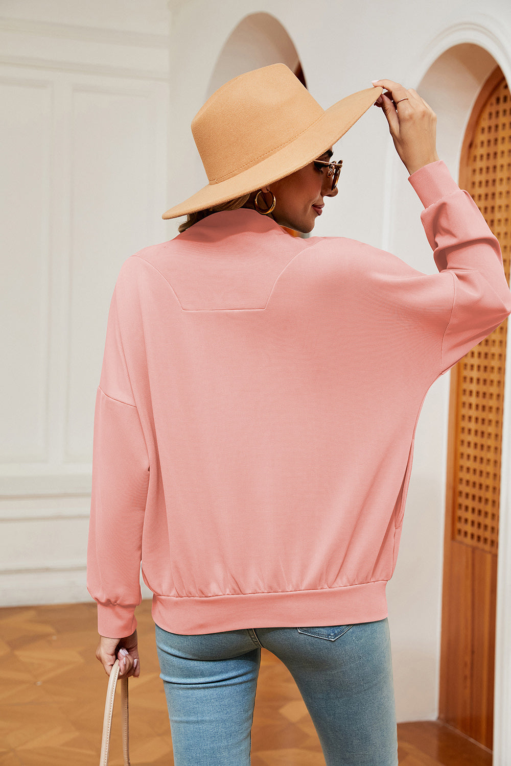 Half-Zip Dropped Shoulder Sweatshirt