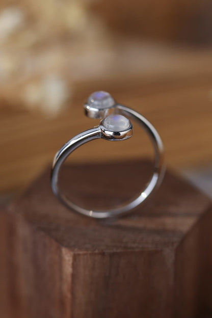 Bague Toi Et Moi en argent sterling 925 avec pierre de lune naturelle de haute qualité