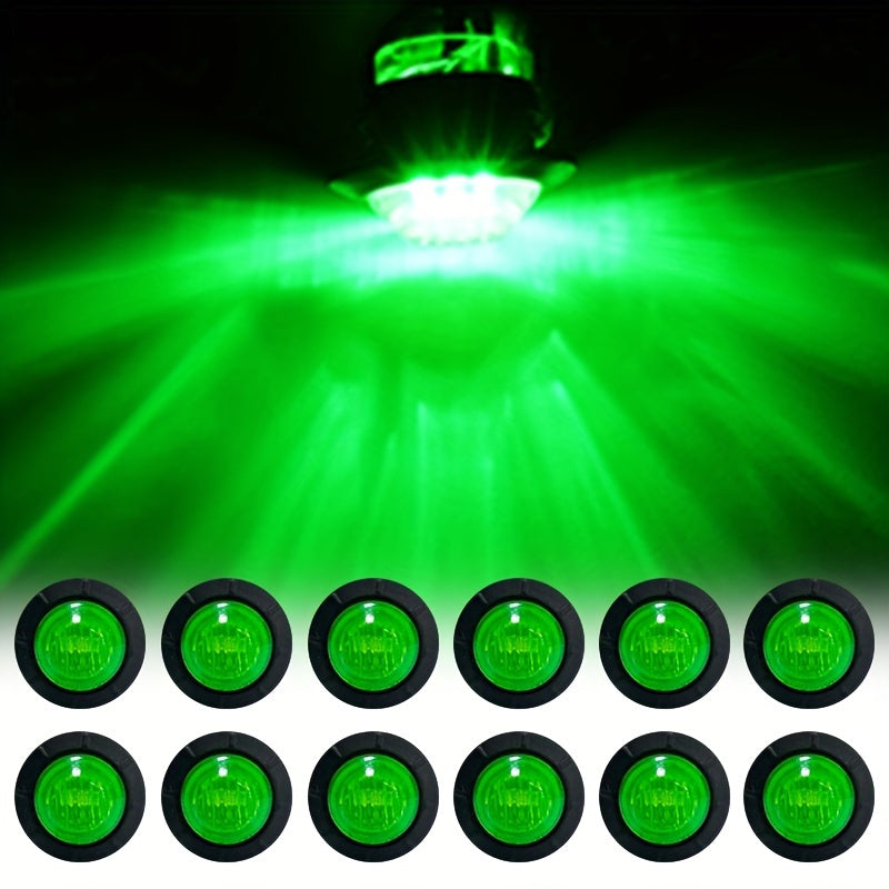 12PCS 12V Round 3/4 Inch Waterproof LED Gap Light, Van/ Truck/ Sidelight/ Indicator, Side Light