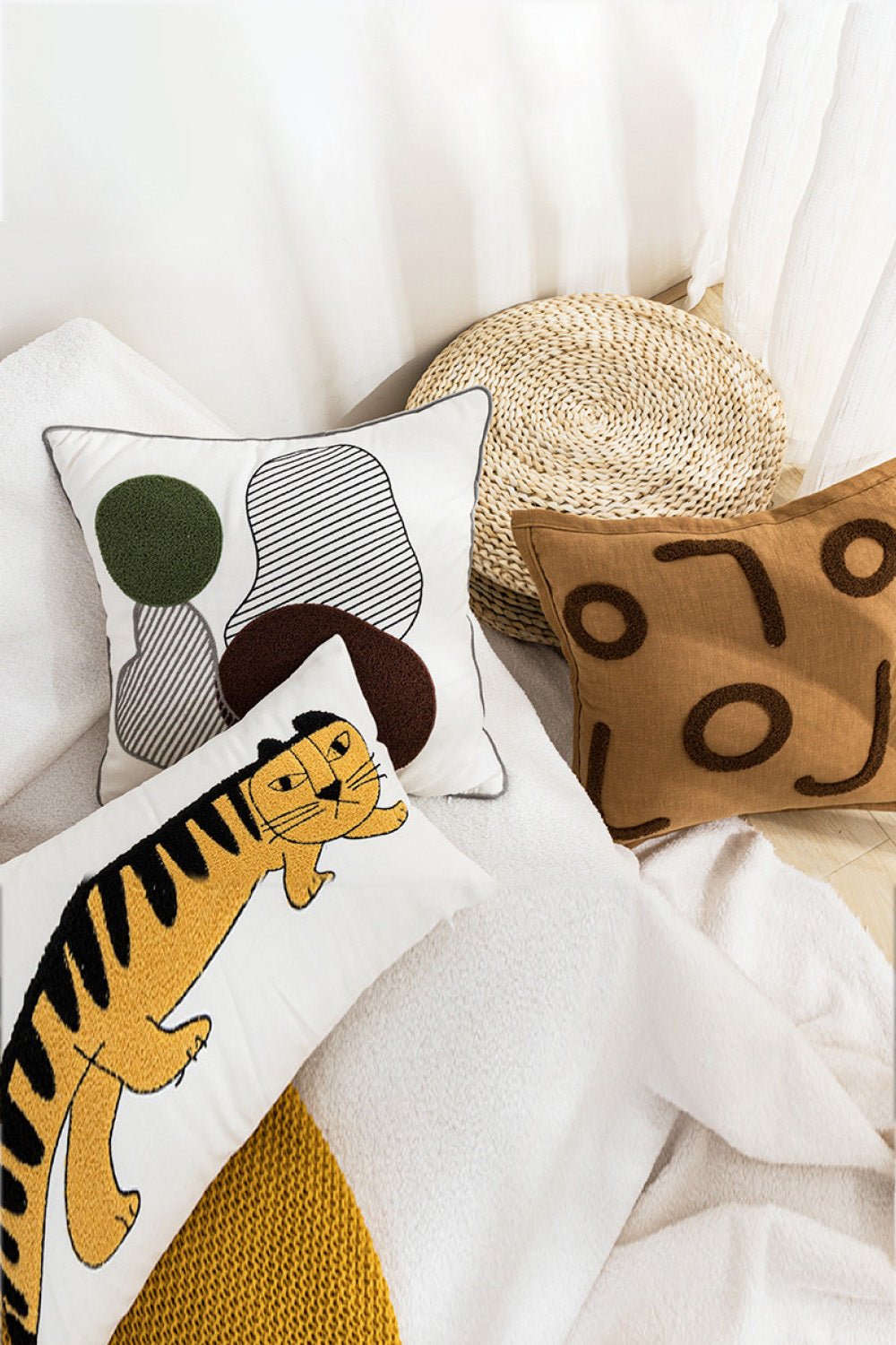 Paquete de 3 fundas de almohada decorativas con bordado con aguja perforadora