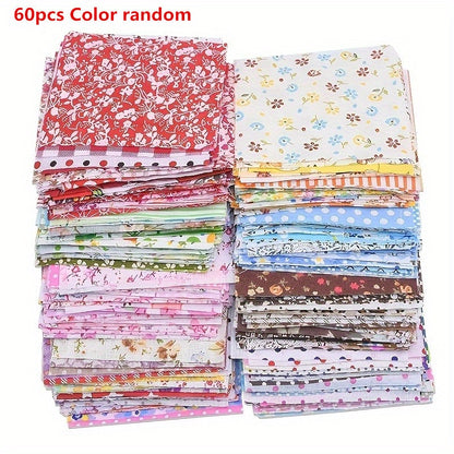 60pcs/100pcs 3.9*3.9in Cotton Cloth Set DIY  Flower Cloth Head Pastoral Floral, Cotton Handmade Doll, Handmade Patchwork, Small Cloth Block, Funny Handcraft