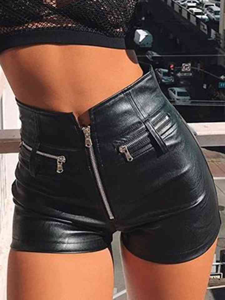 Short zippé pleine taille avec poche