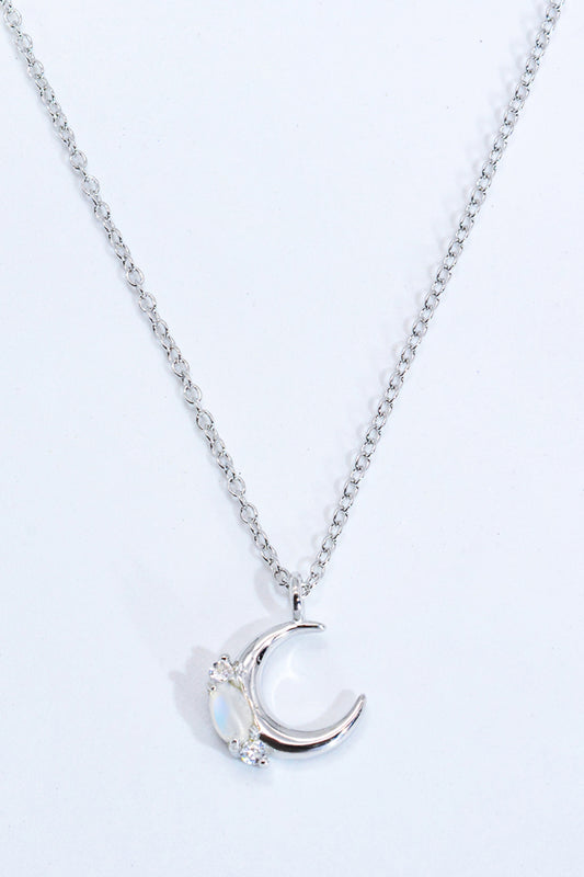 Collier pendentif lune en pierre de lune naturelle