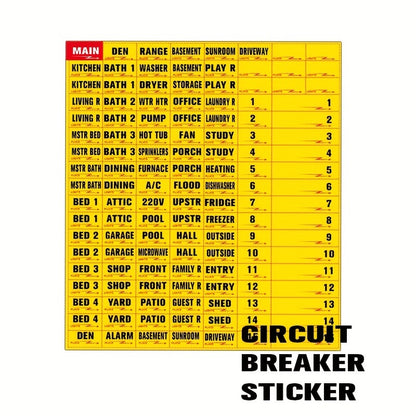 129pcs Circuit Breaker Box Labels - 129pcs Weatherproof Fuse Box Sticker - Keep Your Home Safe!