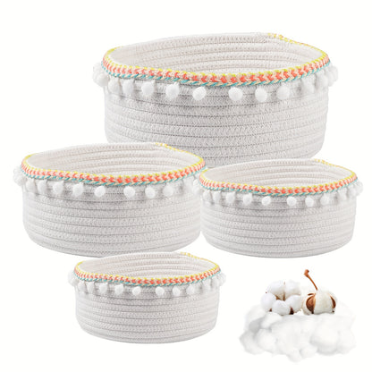 4pcs/set Cotton Rope Woven Ball Storage Basket