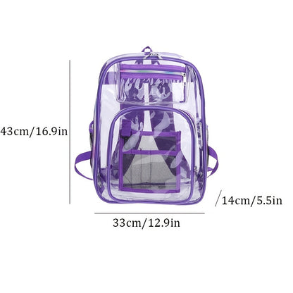 1pc Heavy Duty Clear Backpack: Perfect for School, Work, Stadiums, and Travel!