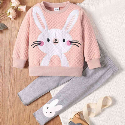 Girls Rabbit Graphic Top and Pants Set