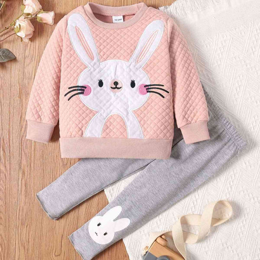 Girls Rabbit Graphic Top and Pants Set