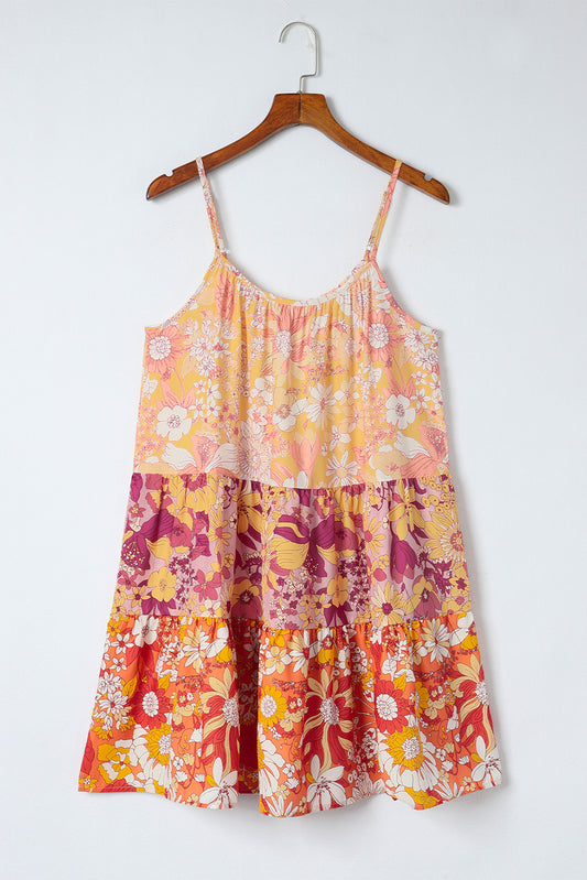 Floral Spaghetti Strap Tiered Dress