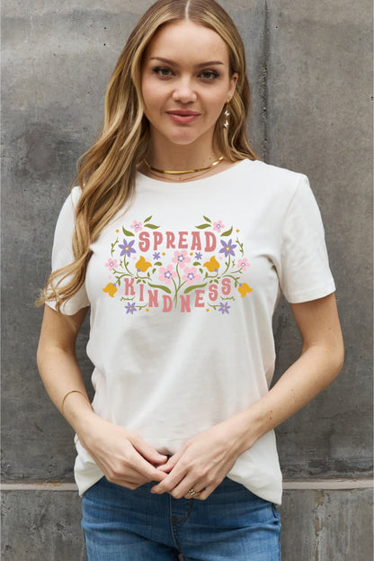 T-shirt en coton graphique Simply Love pleine grandeur SPREAD KINDNESS