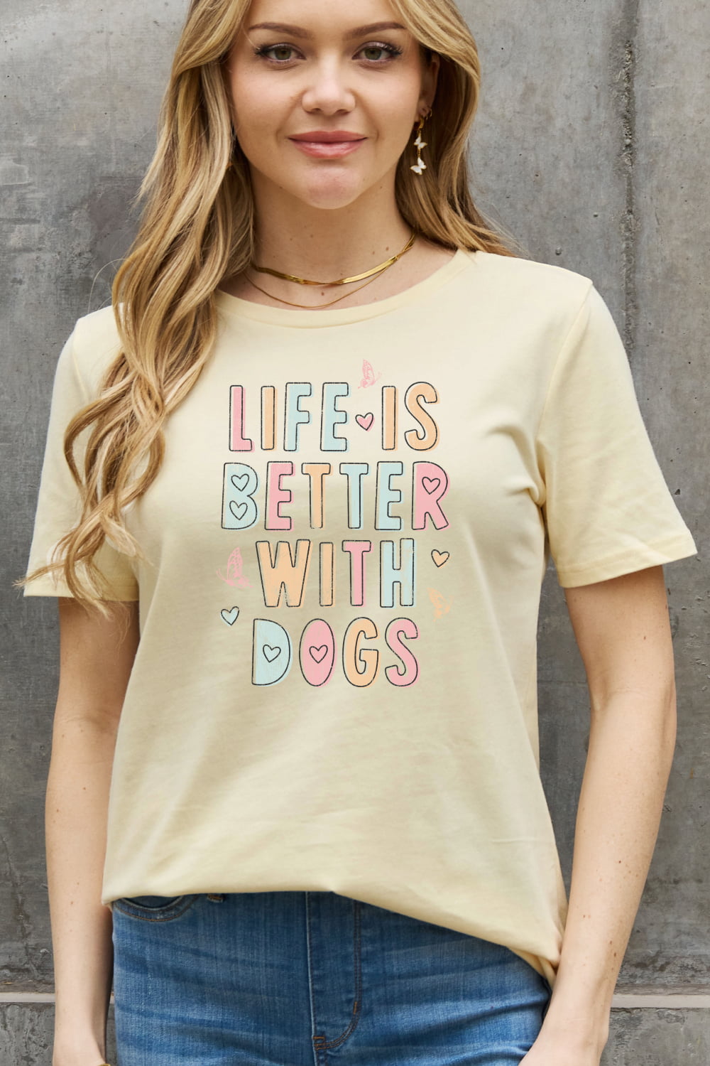 Simply Love Full Size LIFE IS BETTER WITH DOGS Graphic Cotton Tee