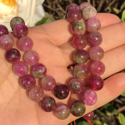 8mm Natural Pink Tourmaline Crystal Beads: Perfect for Jewelry Making & DIY Earrings!